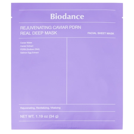 Омолоджувальна гідрогелева маска Biodance Rejuvenating Caviar PDRN Real Deep Mask з PDRN та комплексом ікри 34 г