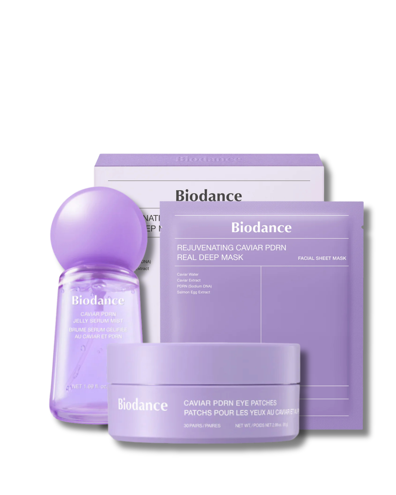 Набір BIODANCE Caviar PDRN з маскою, патчами та серумом-містом для ліфтингу та відновлення шкіри Набір BIODANCE Caviar PDRN з маскою, патчами та серумом-містом для ліфтингу та відновлення шкіри